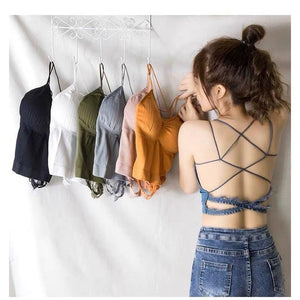 GRABMONA BACKLESS CROSSBACK BRALETTE CROP TOP (BUY 1 GET 3)
