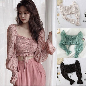 CHIFFON FLORAL CROP TOP (BUY 1 GET 1)