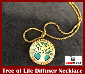 Gold Tree of Life Diffuser Necklace