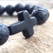 Healing Lava Stone Black Cross Bracelets
