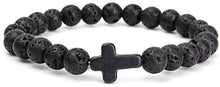 Healing Lava Stone Black Cross Bracelets