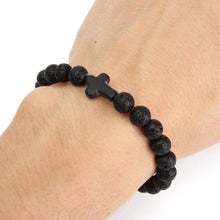 Healing Lava Stone Black Cross Bracelets