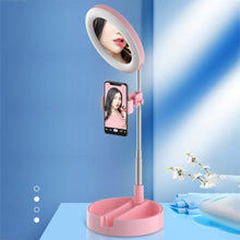 Dimmable Selfie Ringlight With Cellphone Holder at Makeup Stand