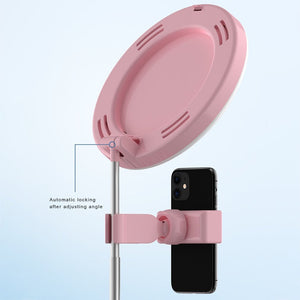 Dimmable Selfie Ringlight With Cellphone Holder at Makeup Stand